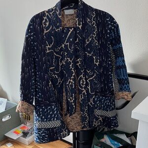 Pierre-Louis Mascia and Blue and Beige Patterned Blazer